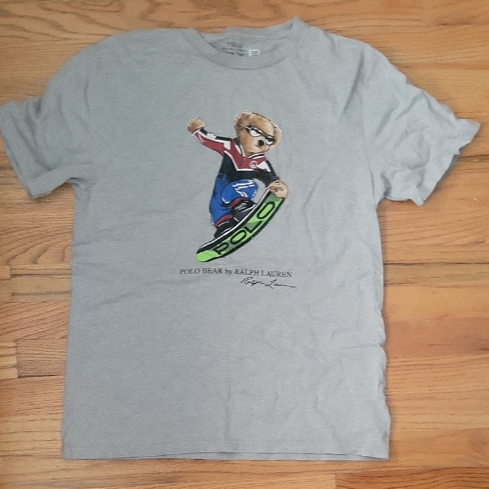 Ralph Lauren Kids Gray Surfing Polo Bear Tee